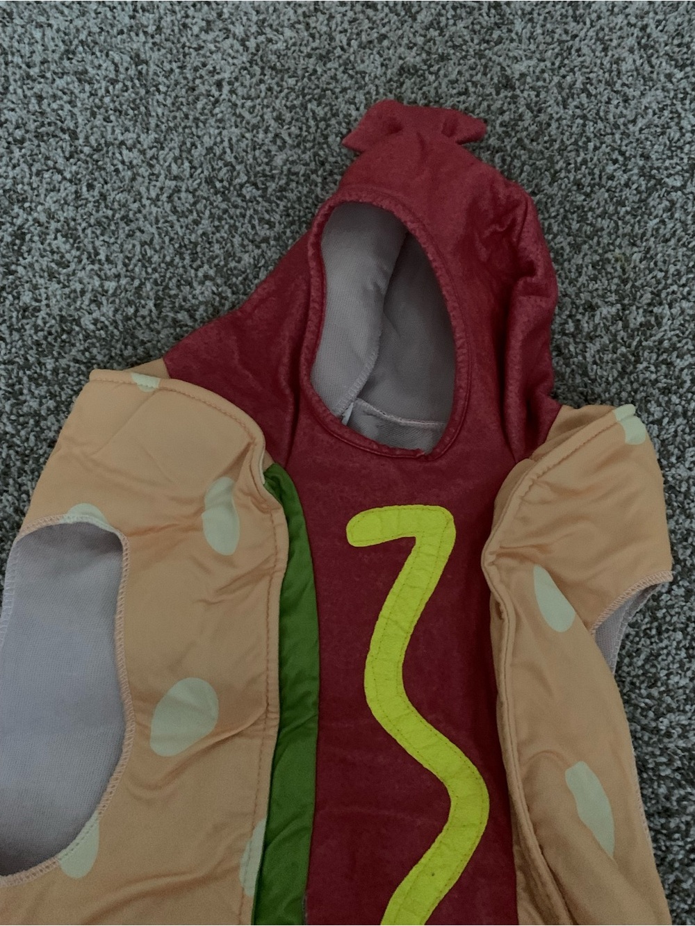 Medium Kids Red Hot Dog Costume with Mustard Detail - Halloween
